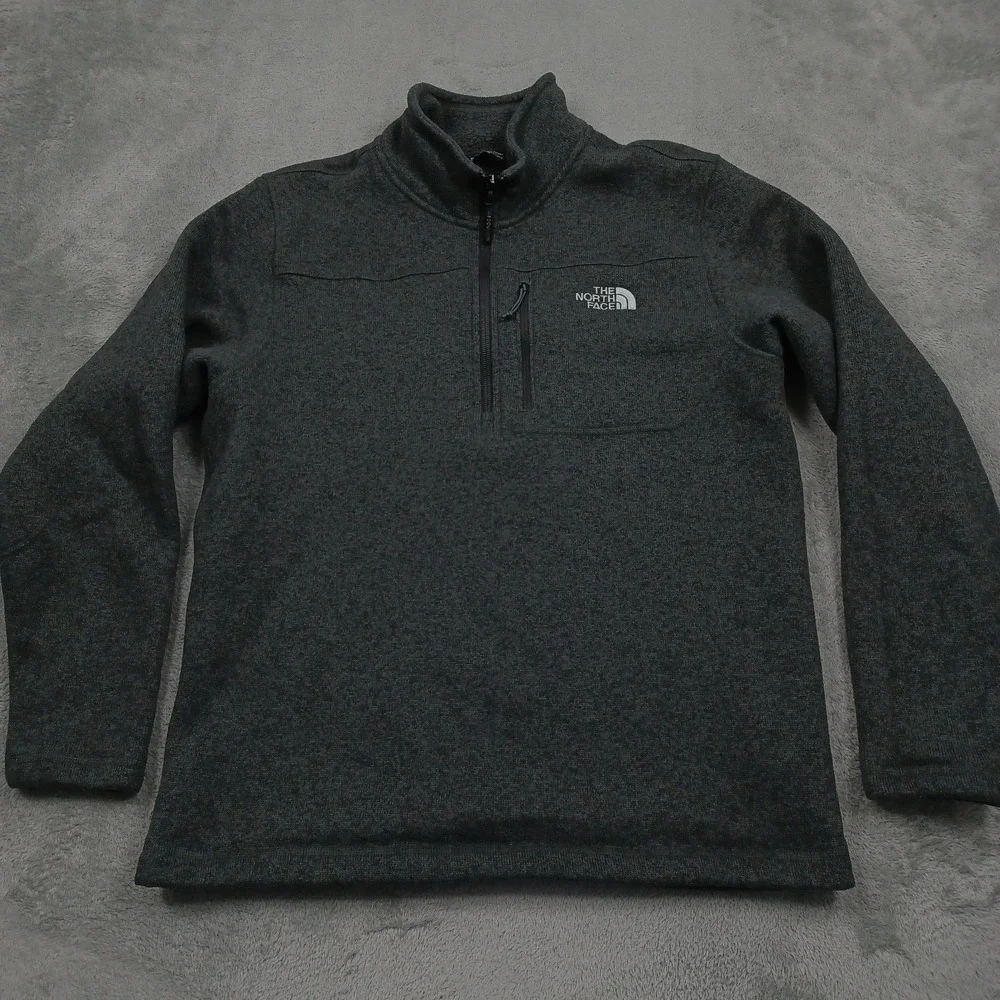 North Face Sweater Mens Large Gray 1/4 Zip Fleece Pullover Outdoor Casual